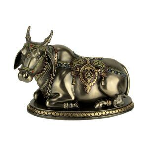 Bronze Finish Nandi the Sacred Bull Gatekeeper of Shiva and Parvati Statue